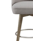 Pearce Swivel Upholstered Counter Stool with Solid Wood Legs & Metal Footrest