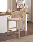 Playa Handcrafted Rattan & Wood Counter Stool – side view