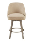 Pearce Swivel Upholstered Counter Stool with Solid Wood Legs & Metal Footrest
