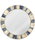 Latitude Run Keena Wall Mirror – round bone mosaic with brass cladding, front view