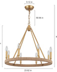 Sand & Stable Hendon 12-Light Farmhouse Wagon Wheel Chandelier