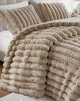 Madison Park Jasmine Faux Fur Comforter Set — Taupe, lifestyle view