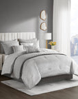 Madison Park Nocturne Comforter Set — Grey, styled detail