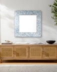 Willa Arlo Interiors Paull Wall Mirror - Blue mosaic shell frame front view