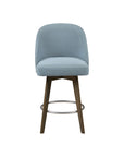 Pearce Swivel Upholstered Counter Stool with Solid Wood Legs & Metal Footrest