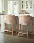 Playa Handcrafted Rattan & Wood Counter Stool – rattan detail