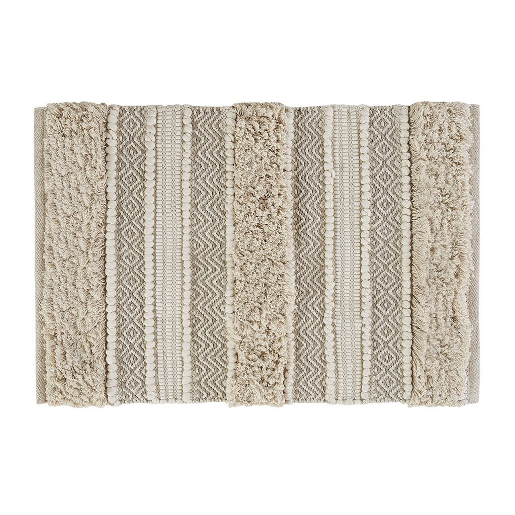 Asher Woven Texture Stripe Bath Rug