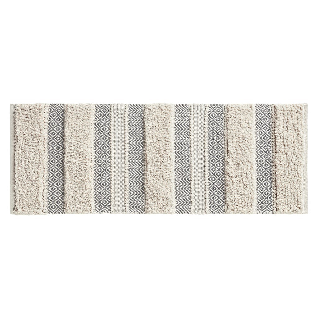 Asher Woven Texture Stripe Bath Rug