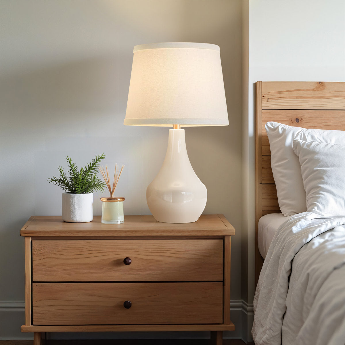 Ivy Bronx 19.5" Ceramic Bedside Table Lamp with Socket Switch