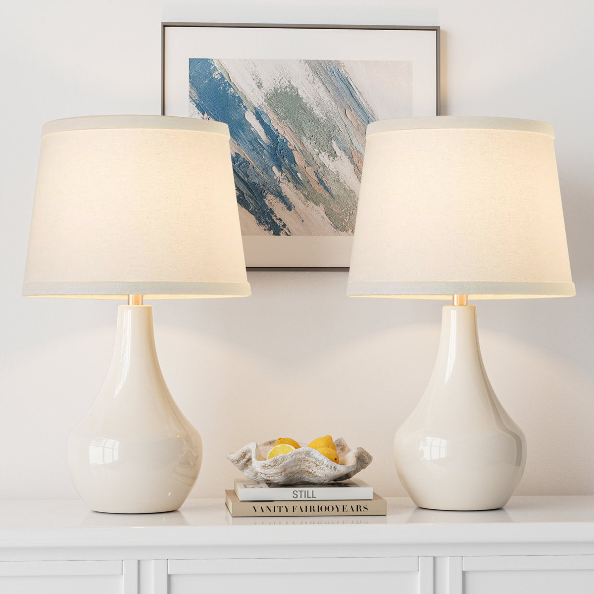 Ivy Bronx 19.5" Ceramic Bedside Table Lamp with Socket Switch