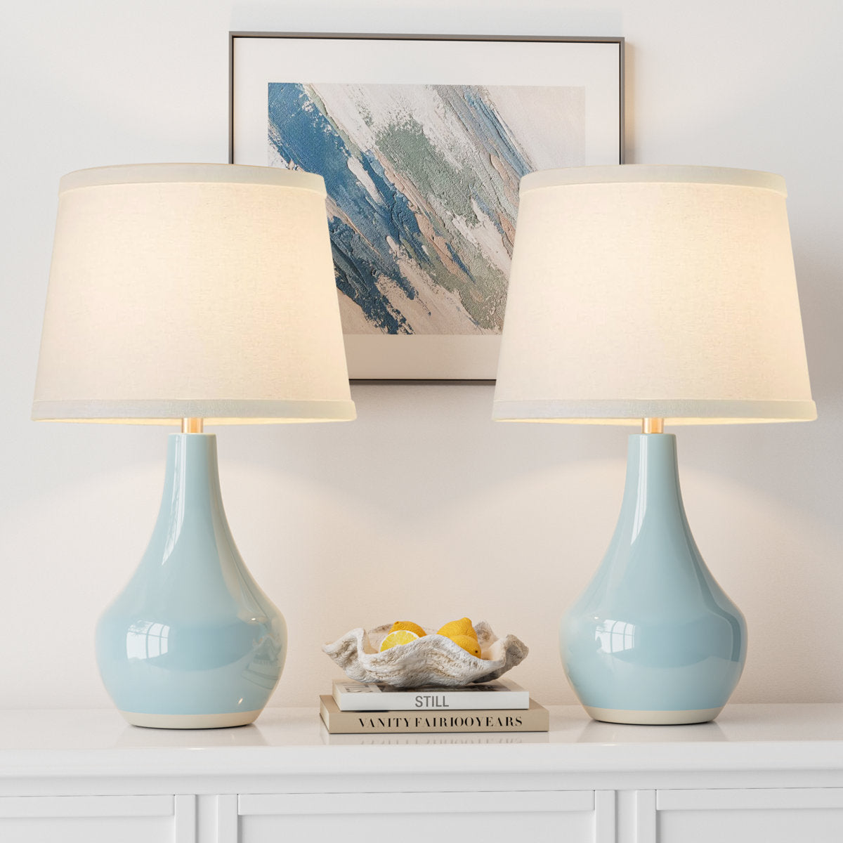 Ivy Bronx 19.5" Ceramic Bedside Table Lamp with Socket Switch