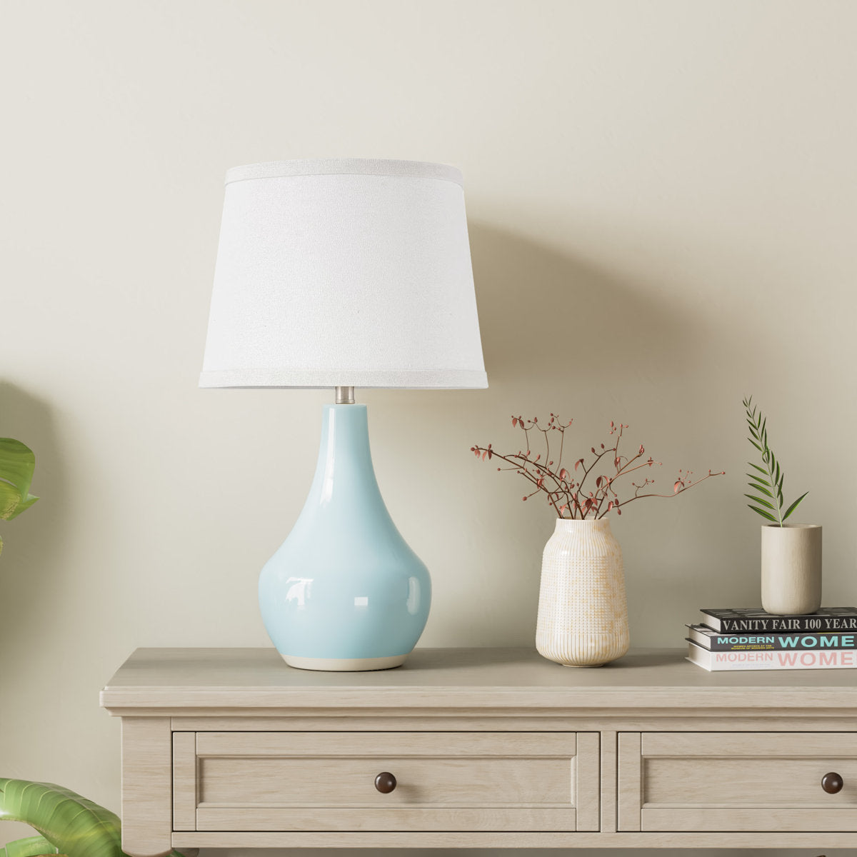 Ivy Bronx 19.5" Ceramic Bedside Table Lamp with Socket Switch