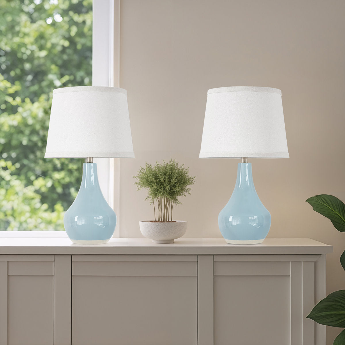 Ivy Bronx 19.5" Ceramic Bedside Table Lamp with Socket Switch