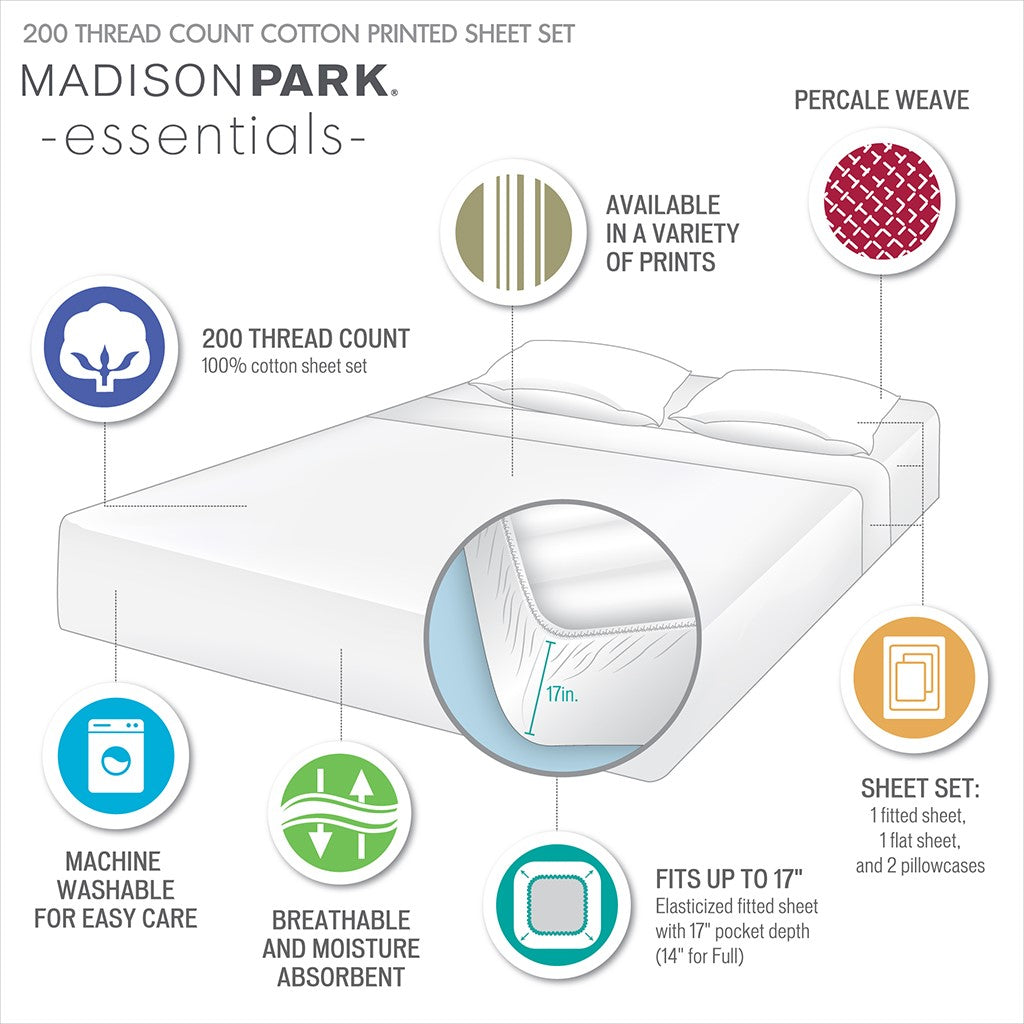 Cotton Bed Sheet Set By Madison Park Essentials