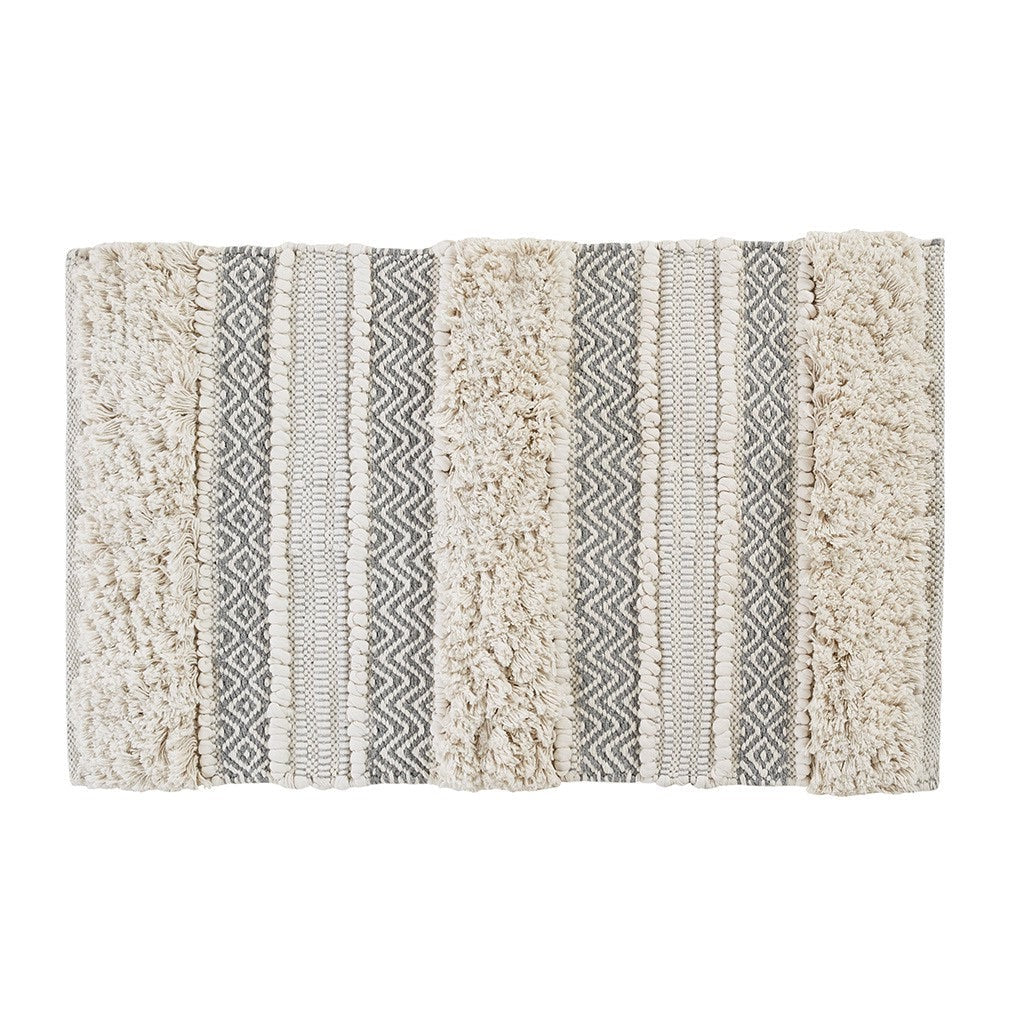 Asher Woven Texture Stripe Bath Rug