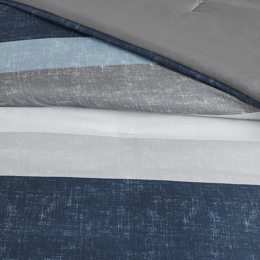 Jaxon Stripe 7 Piece Comforter  Set with Bed Sheets
