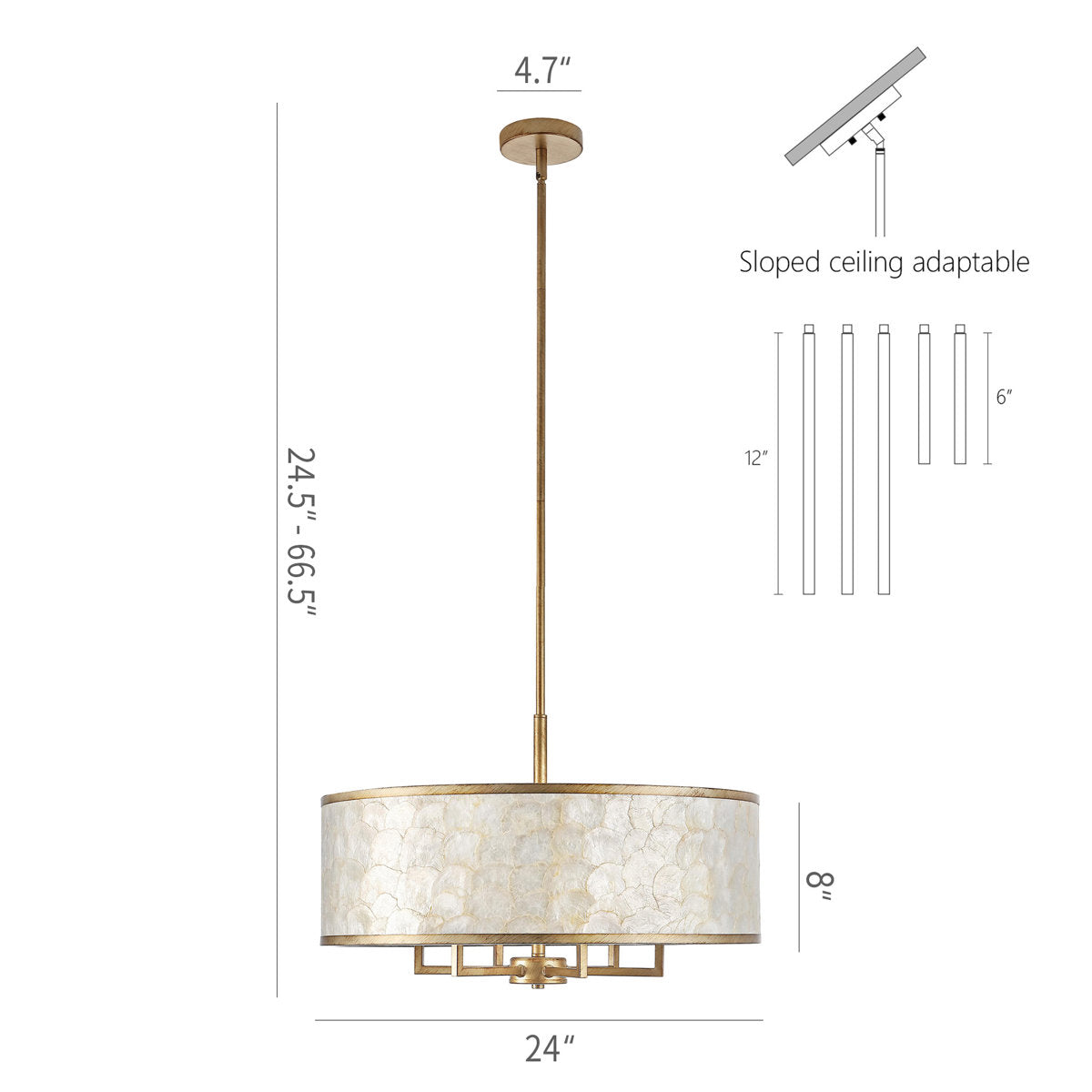 24-Inch 6-Light Drum Chandelier