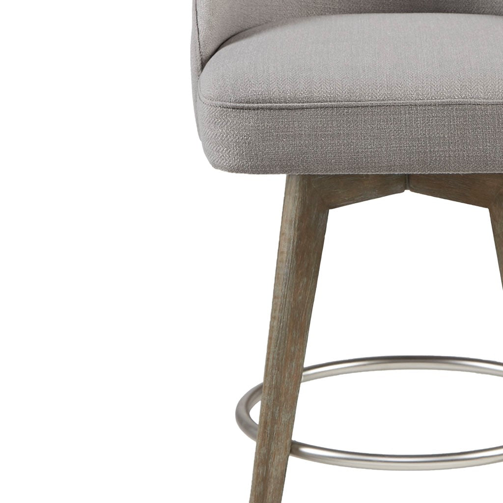 Pearce Swivel Upholstered Counter Stool with Solid Wood Legs &amp; Metal Footrest