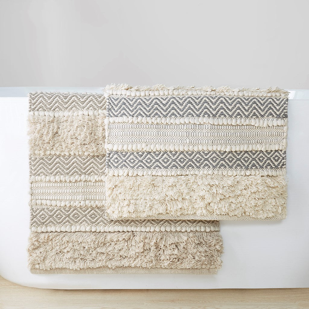 Asher Woven Texture Stripe Bath Rug