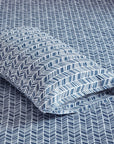 Microfiber Navy Blue & Grey Pattern Bedsheet By Intelligent Design