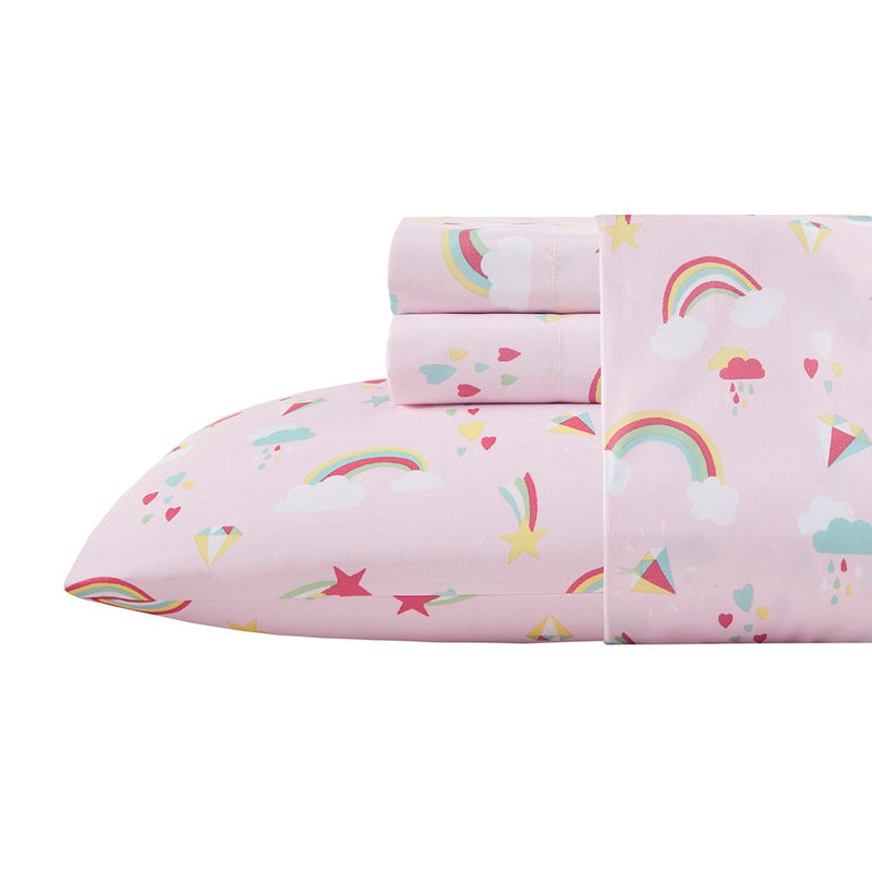Pink Rainbow Bed Sheet Sets For Girls