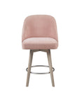 Pearce Swivel Upholstered Counter Stool with Solid Wood Legs & Metal Footrest