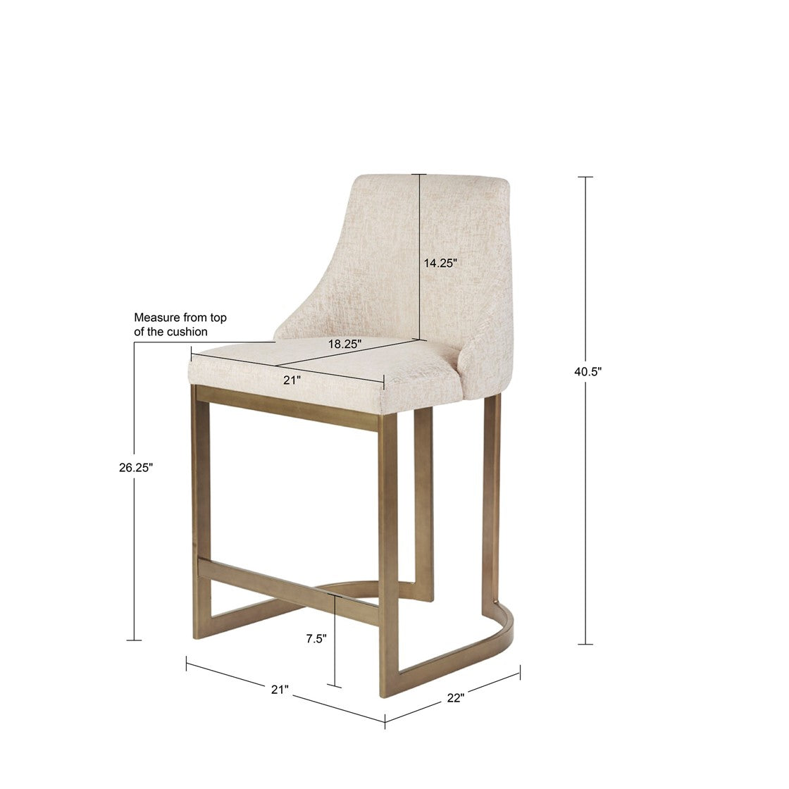 Madison Park Bryce 26"H Upholstered Counter Stool with Metal Base