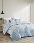 Brush Stroke 4 Piece Oversized Reversible Seersucker Comforter Set