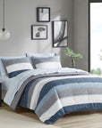 Jaxon Stripe 7 Piece Comforter  Set with Bed Sheets