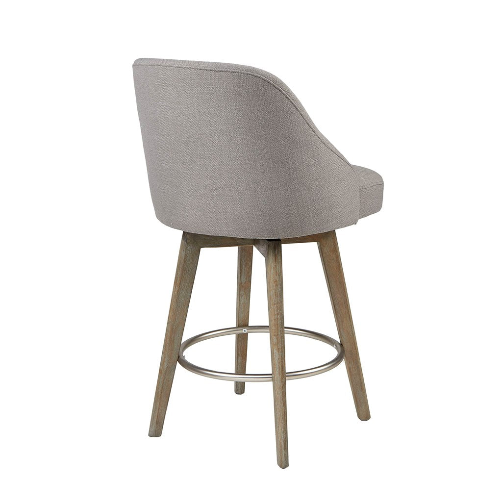 Pearce Swivel Upholstered Counter Stool with Solid Wood Legs &amp; Metal Footrest