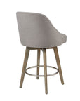 Pearce Swivel Upholstered Counter Stool with Solid Wood Legs & Metal Footrest