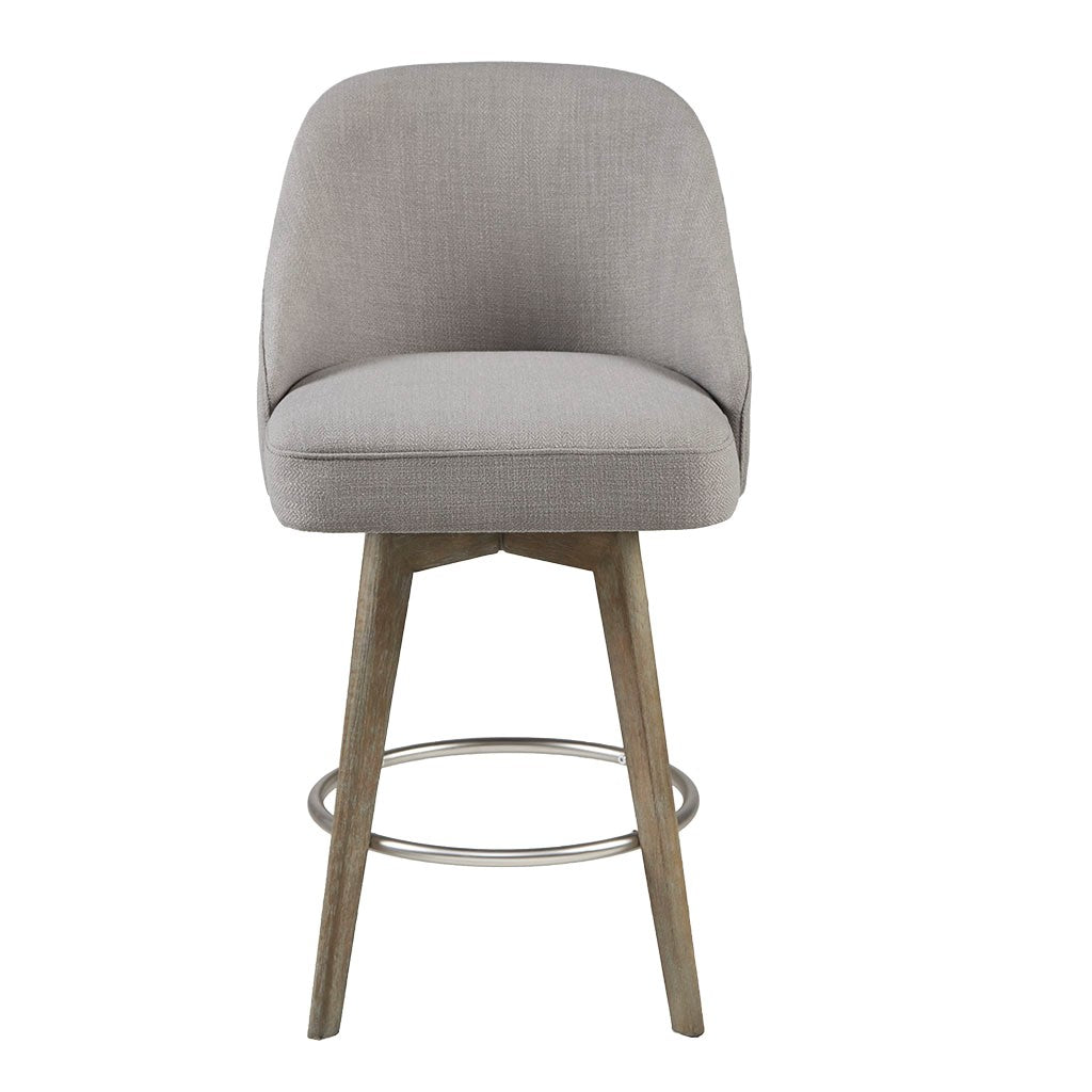 Pearce Swivel Upholstered Counter Stool with Solid Wood Legs &amp; Metal Footrest