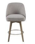 Pearce Swivel Upholstered Counter Stool with Solid Wood Legs & Metal Footrest