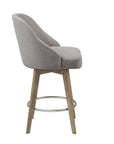 Pearce Swivel Upholstered Counter Stool with Solid Wood Legs & Metal Footrest