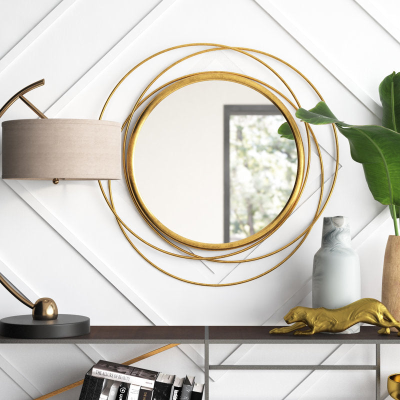 Mercury Row Ansley Round Metal Modern Wall Mirror - room setting