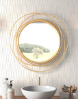 Mercury Row Ansley Round Metal Modern Wall Mirror - Gold finish front view