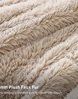 Close-up of beige 35mm plush faux fur