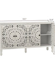 Carved white sideboard dimensions: 59.1 in wide, 32.3 in high, 15.8 in deep
