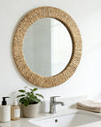 East Urban Home Handwoven Grass Round Wall Mirror - close-up texture