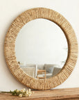 East Urban Home Handwoven Grass Round Wall Mirror - Natural seagrass frame