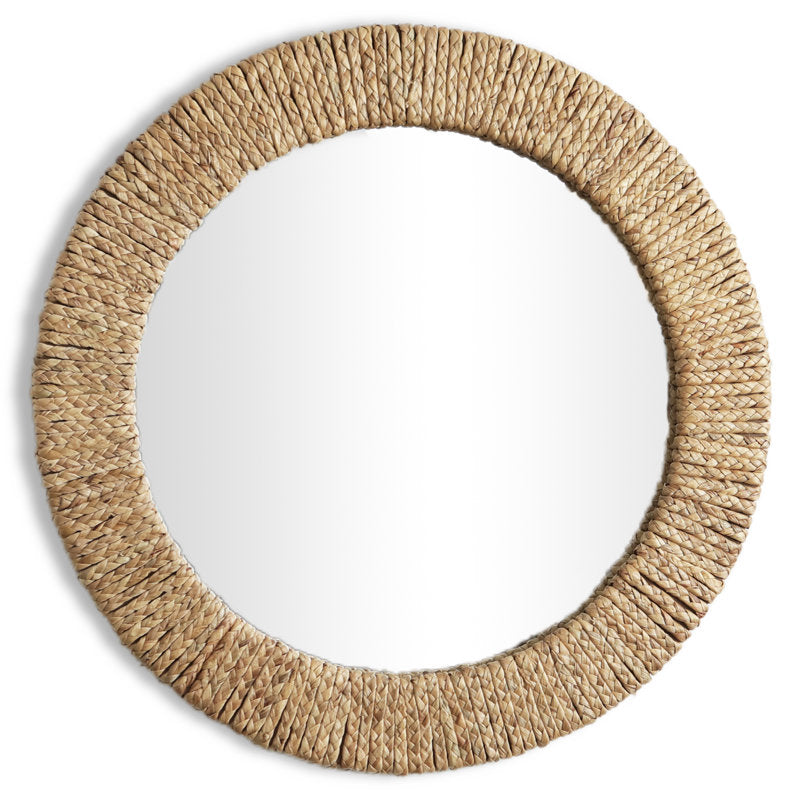 East Urban Home Handwoven Grass Round Wall Mirror - back view