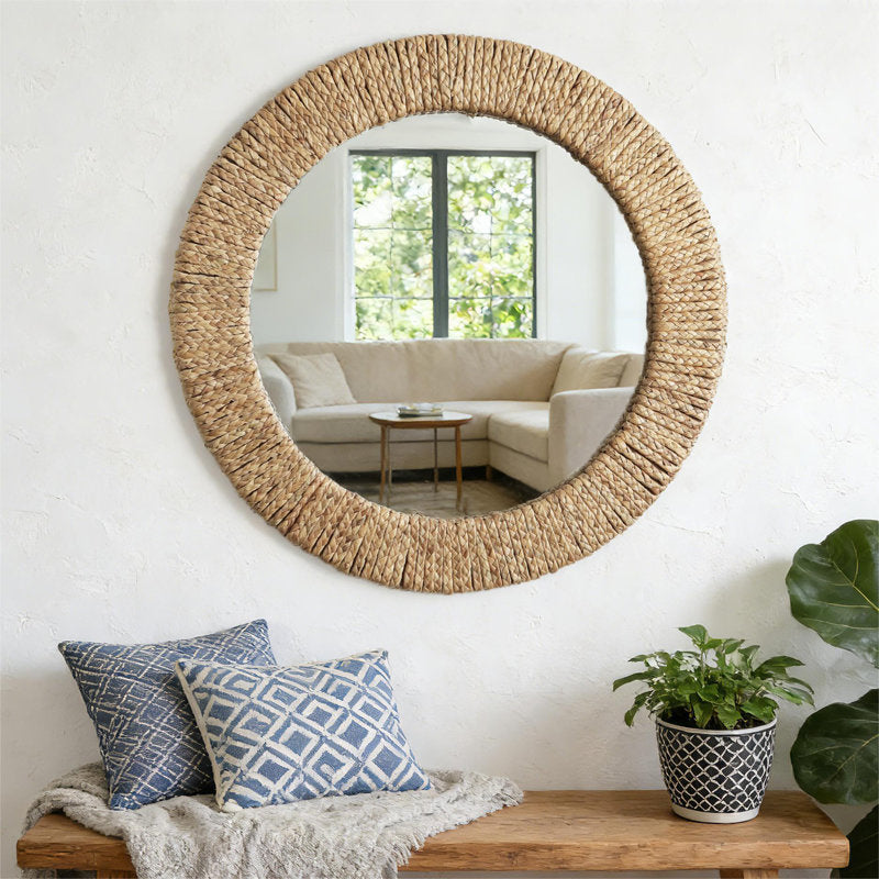 East Urban Home Handwoven Grass Round Wall Mirror - lifestyle view