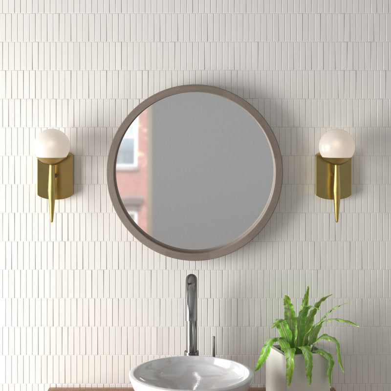 Mercury Row Loftis Solid Wood Mirror - Grey finish front view