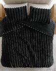 Madison Park Jasmine Faux Fur Comforter Set — Black, detail