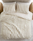Madison Park Jasmine Faux Fur Comforter Set — Ivory, detail