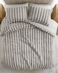 Madison Park Jasmine Faux Fur Comforter Set — Light Gray, detail
