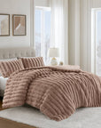 Madison Park Jasmine Faux Fur Comforter Set — Mocha, detail