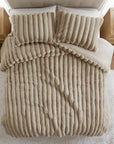 Madison Park Jasmine Faux Fur Comforter Set — Taupe, shams detail