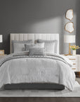 Madison Park Nocturne Comforter Set — Grey, full bed view