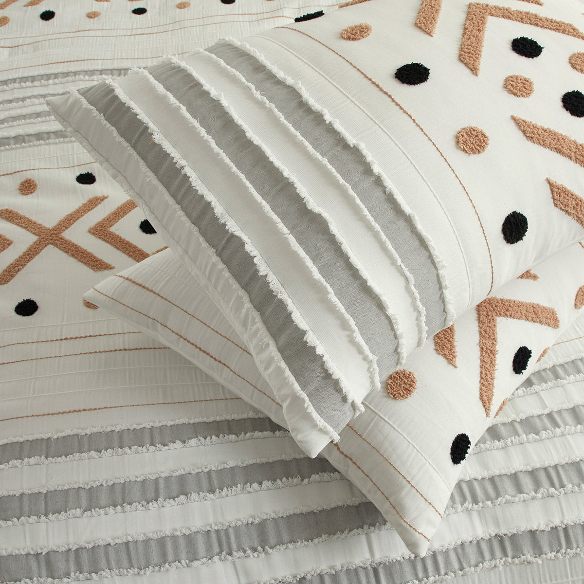 Olga 7-Piece Embroidered Comforter Set - Taupe